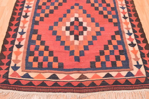 Kilim Red Runner Hand Knotted 49 X 106 Area Rug 100-76533 Image 6