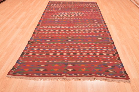 Kilim Brown Runner Hand Knotted 411 X 96 Area Rug 100-76534 Image 1