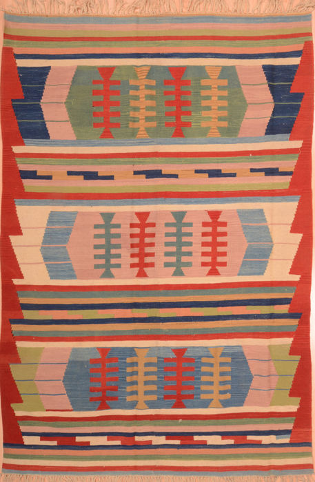 Kilim Red Hand Knotted 511 X 88 Area Rug 100-76543 Image 0