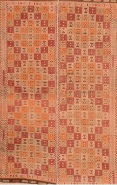 Afghan Kilim Orange Rectangle 5x8 ft Wool Carpet 76545