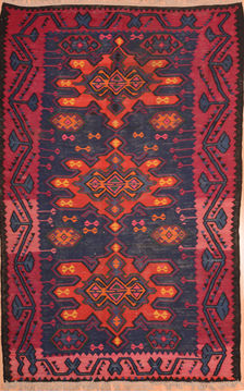 Kilim Red Hand Knotted 6'3" X 9'8"  Area Rug 100-76558