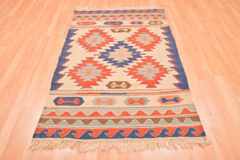 Kilim Beige Hand Knotted 37 X 56 Area Rug 100-76559 Image 1