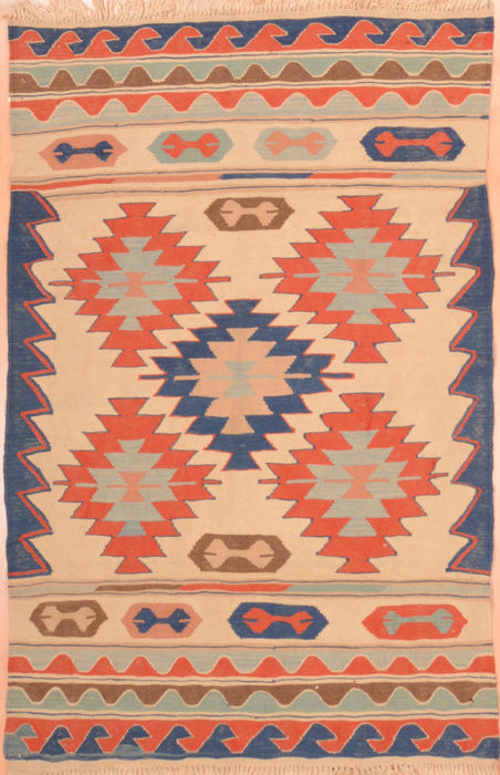 Kilim Beige Hand Knotted 37 X 56 Area Rug 100-76559 Image 0