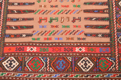 Kilim Red Square Hand Knotted 38 X 46 Area Rug 100-76560 Image 5