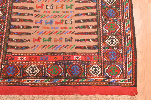 Kilim Red Square Hand Knotted 38 X 46 Area Rug 100-76560 Image 6