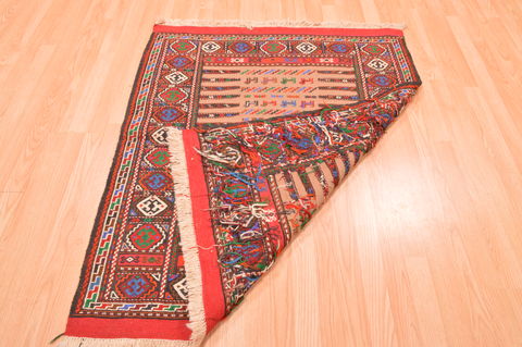 Kilim Red Square Hand Knotted 38 X 46 Area Rug 100-76560 Image 9