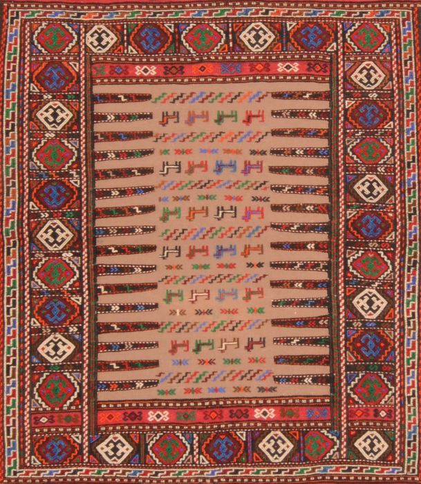 Kilim Red Square Hand Knotted 38 X 46 Area Rug 100-76560 Image 0