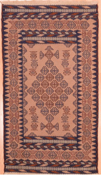 Kilim Brown Hand Knotted 3'1" X 5'7"  Area Rug 100-76561