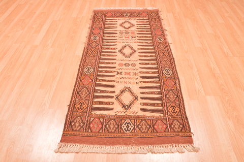 Kilim Beige Hand Knotted 28 X 58 Area Rug 100-76563 Image 7