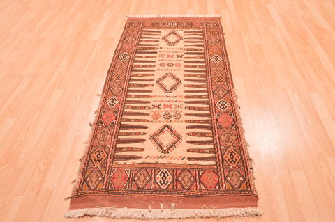 Kilim Beige Hand Knotted 28 X 58 Area Rug 100-76563 Image 8