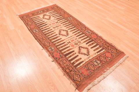 Kilim Beige Hand Knotted 28 X 58 Area Rug 100-76563 Image 9