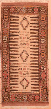 Kilim Beige Hand Knotted 2'8" X 5'8"  Area Rug 100-76563