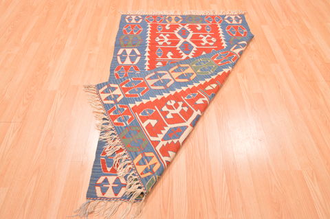 Kilim Blue Hand Knotted 37 X 53 Area Rug 100-76566 Image 2