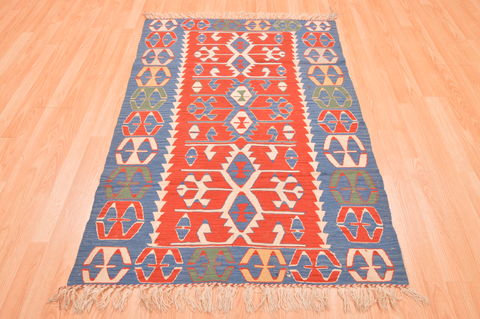 Kilim Blue Hand Knotted 37 X 53 Area Rug 100-76566 Image 4