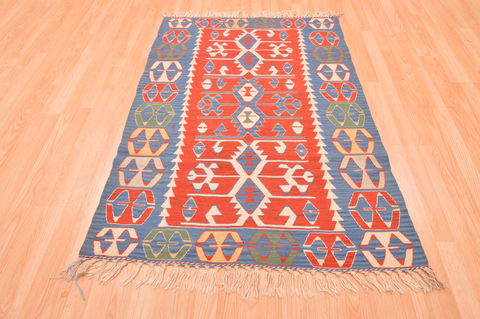 Kilim Blue Hand Knotted 37 X 53 Area Rug 100-76566 Image 6