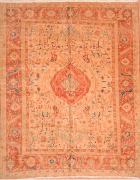 Pakistani Pishavar Beige Rectangle 10x12 ft Wool Carpet 87883
