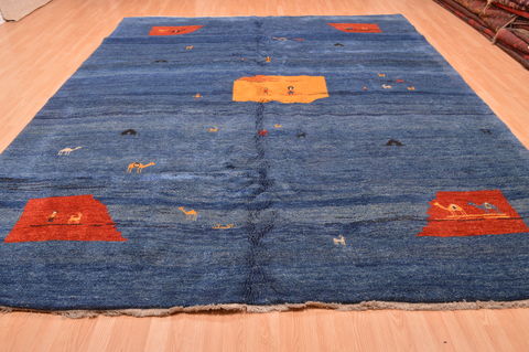 Gabbeh Blue Hand Knotted 910 X 123 Area Rug 100-87886 Image 10