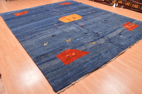 Gabbeh Blue Hand Knotted 910 X 123 Area Rug 100-87886 Image 11