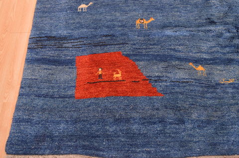 Gabbeh Blue Hand Knotted 910 X 123 Area Rug 100-87886 Image 13