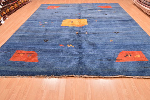 Gabbeh Blue Hand Knotted 910 X 123 Area Rug 100-87886 Image 1