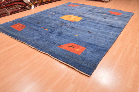 Gabbeh Blue Hand Knotted 910 X 123 Area Rug 100-87886 Image 2