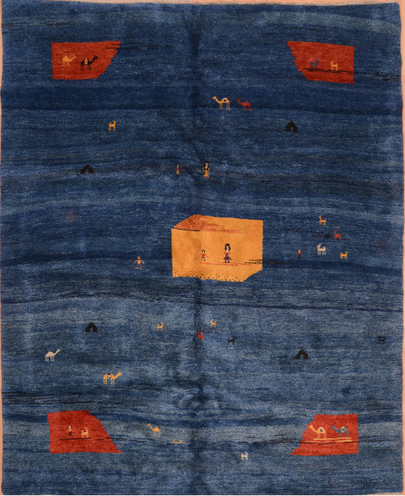 Gabbeh Blue Hand Knotted 910 X 123 Area Rug 100-87886 Image 0