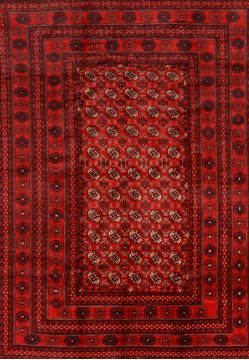 Afghan Khan Mohammadi Red Rectangle 7x10 ft Wool Carpet 89772