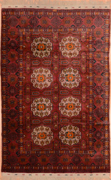 Afghan Khan Mohammadi Red Rectangle 6x9 ft Wool Carpet 89779