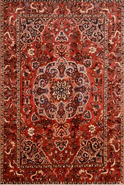 Bakhtiar Red Hand Knotted 7'0" X 10'5"  Area Rug 100-89787