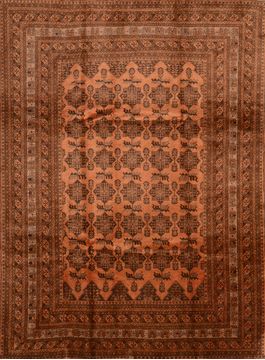 Afghan Khan Mohammadi Brown Rectangle 8x11 ft Wool Carpet 89793
