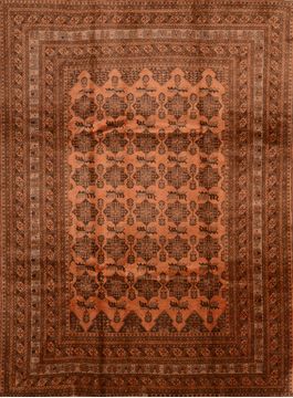 Afghan Khan Mohammadi Brown Rectangle 8x11 ft Wool Carpet 89793