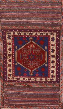 Afghan Baluch Blue Rectangle 3x5 ft Wool Carpet 89796
