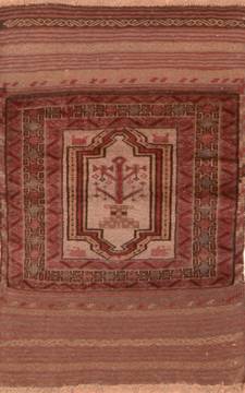 Afghan Baluch Beige Rectangle 2x4 ft Wool Carpet 89801