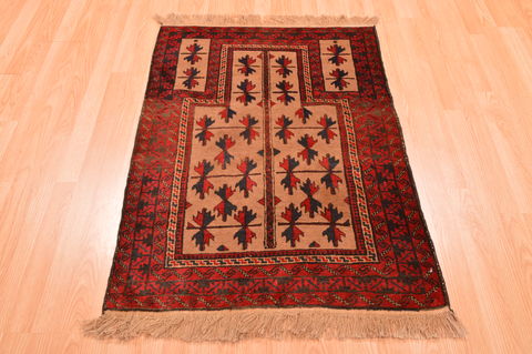 Baluch Beige Hand Knotted 30 X 47 Area Rug 100-89805 Image 1
