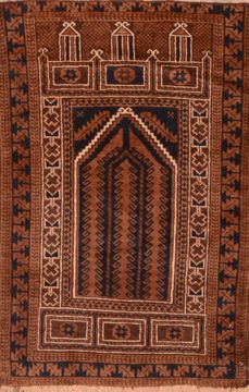 Afghan Baluch Blue Rectangle 3x4 ft Wool Carpet 89811