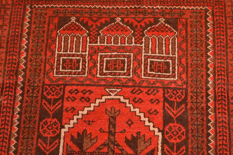 Baluch Red Hand Knotted 30 X 47 Area Rug 100-89820 Image 5