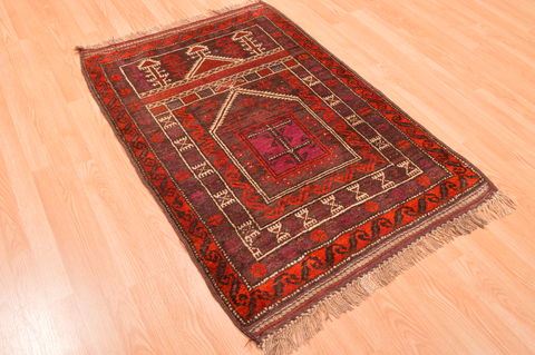Baluch Red Hand Knotted 30 X 47 Area Rug 100-89821 Image 8