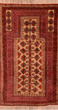 Afghan Baluch Beige Rectangle 3x4 ft Wool Carpet 89825