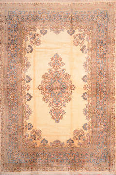 Persian Kerman Beige Rectangle 10x14 ft Wool Carpet 89840