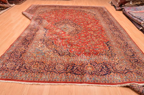Kashan Red Hand Knotted 101 X 140 Area Rug 100-89843 Image 16