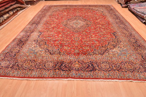 Kashan Red Hand Knotted 101 X 140 Area Rug 100-89843 Image 1