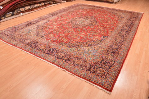 Kashan Red Hand Knotted 101 X 140 Area Rug 100-89843 Image 2