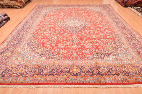 Kashan Red Hand Knotted 101 X 140 Area Rug 100-89843 Image 4