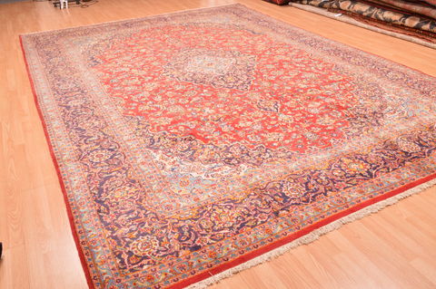 Kashan Red Hand Knotted 101 X 140 Area Rug 100-89843 Image 5