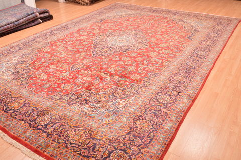 Kashan Red Hand Knotted 101 X 140 Area Rug 100-89843 Image 6