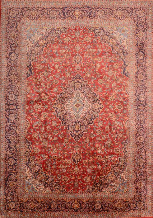 Kashan Red Hand Knotted 101 X 140 Area Rug 100-89843 Image 0