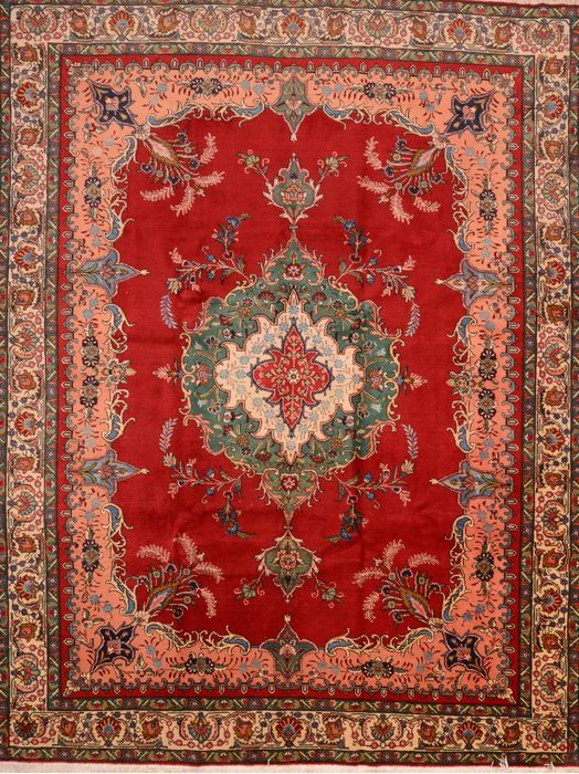 Tabriz Red Hand Knotted 100 X 131 Area Rug 100-89850 Image 0