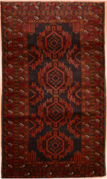 Baluch Blue Hand Knotted 3'9" X 6'9"  Area Rug 100-89853