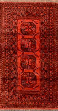 Afghan Khan Mohammadi Orange Rectangle 5x7 ft Wool Carpet 89862