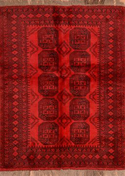 Afghan Khan Mohammadi Red Rectangle 5x7 ft Wool Carpet 89865